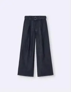 GU ライトデニムベルテッドワイドパンツ XL