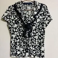 ●美品●M'S GRACY ハート柄フリル半袖シャツ 40●
