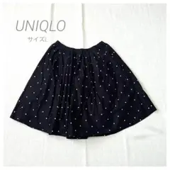 UNIQLO ユニクロ　ドット　フレアスカート　レディース　黒