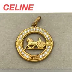 CELINE セリーヌ マカダム ネックレス ペンダント トップ ラインストーン