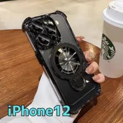 iPhone12 ケース ブラック 黒 MagSafe マグセーフ ホルダー