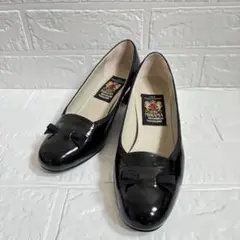 【美品】MIHAMA ブラックリボンパンプス 23
