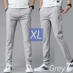 通気 ストレート パンツ XL グレー 快適 ワーク ズボン ゴルフ 高品質