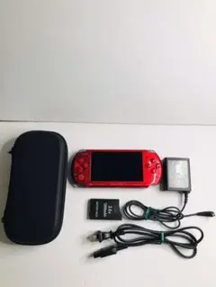 PSP 3000 ラディアントレッド 美品 充電器 バッテリー ケース セット
