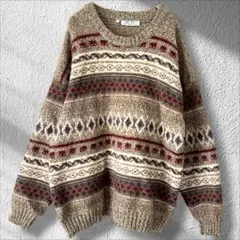 ピアンプッチ アルパカ 羊毛 ニット ノルディック柄 セーター 大きいサイズ