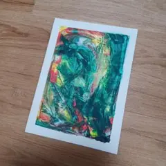 アクリル抽象画 緑と赤の作品