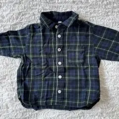 チェック柄シャツ サイズ80 ネイビーグリーン