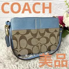 美品❣COACH コーチポーチ小物入れカードケースストラップ付きレディース