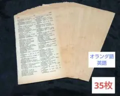 ヴィンテージ 洋書切り離し 35枚 焼け オランダ語 英語 紙もの A