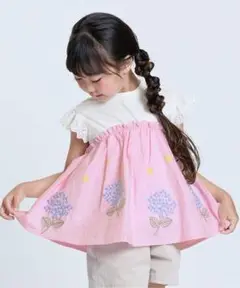 ✨美品新品タグあり✨セラフ　あじさい 刺繍ドッキングトップスサイズ110