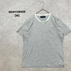 NEWYORKER 半袖Tシャツ　グレー【M】シンプル　ポケット　綿100%