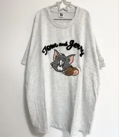 新品未使用 トムとジェリー サガラ刺繍 半袖 Tシャツ ワーナー L グレー