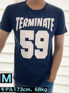 AB-TECH TERMINATE 59 プリントTシャツ ネイビー M