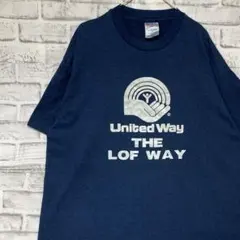 USA製90sヴィンテージTシャツ！シングルステッチ　ネイビー半袖古着XL729