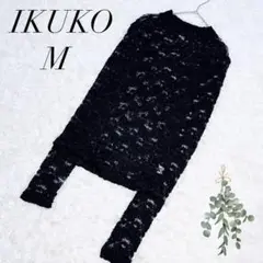 イクコ/カットソー/総レース/黒/日本製/M/透け感/長袖/美品✨️