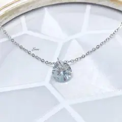 クリスタルネックレス 8㎜ ステンレスネックレス ステンレスチェーン シルバー
