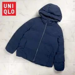 美品 UNIQLO シームレスダウンパーカ 3Dカット 紺 サイズL*FD51