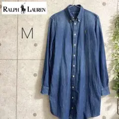 【美品】ラルフローレン デニムシャツワンピース Mサイズ