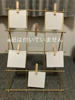 ゴールド フォトフレーム クリップ付 【縦:約30cm 横:約21cm】
