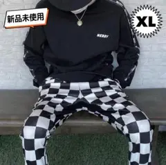 新品 ブロックチェックパンツ XL チェッカーフラッグパンツ　男女兼用