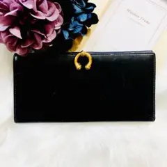 GUCCI グッチ レザー ブラック ゴールド 長財布