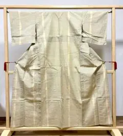 A 単衣 結城紬 亀甲 ベージュ 小紋 着物 144