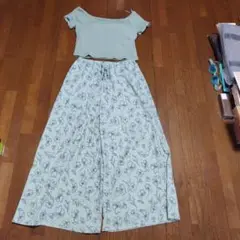 ミントグリーン フラワープリント ルームウェア②