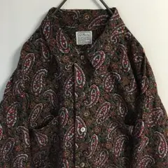 90s 日本製 古着 ペイズリー ボタニカル 総柄 レーヨンシャツ 長袖 メンズ