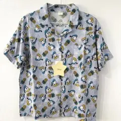 新品 ディズニー ドナルドダック アロハシャツ 総柄　レディースM