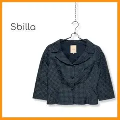 Sybilla シビラ 七部袖 テーラードジャケット ショート丈 ドット柄 黒