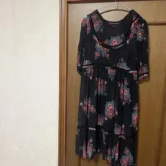 タグ付き　ベネトン　花柄　シアー　ワンピース　ヴィンテージ