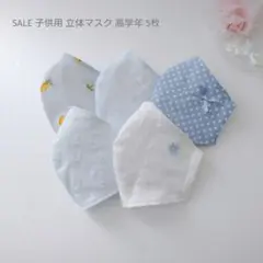 子供用 高学年 立体マスク 5枚セット 女の子♪ 水色 白 ドット