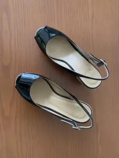美品　日本製　ブラック オープントゥサンダル