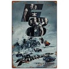 「ワイルド・スピード」シリーズ8 映画ポスターブリキ看板　レトロ調メタルサイン