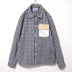 【MISSMUCH】　長袖　シャツ　ネイビー　紺　メンズ　古着　ギンガムチェック