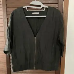 BRAIDS & BEYONDリネン100%ジャケット ダークグレー 7分袖