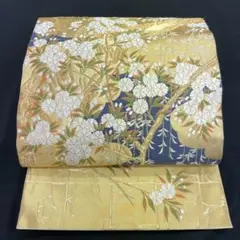 未使用 本金箔 正絹 袋帯 桜柄
