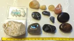 国産水晶　メノウ　津軽錦石　　原石セット