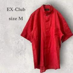 【EX-CLUB】イーエックスクラブ　レナウン　半袖　シャツ　レッド　ボタン　M