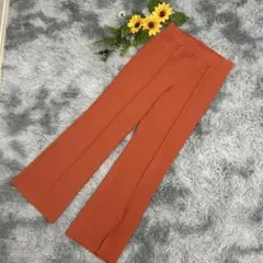 【FLC】カジュアルパンツ　ストレート　オレンジ　ゴムウエスト　美シルエット