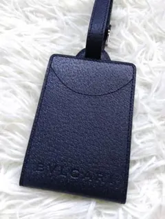 BVLGARI パスケース ネイビー 型押しレザー 男女