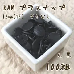 KAM　プラスナップ12mm　黒　100組　ツヤなし　スナップボタン　T5