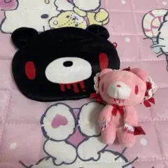 グルーミー　ぬいぐるみキーホルダー　ピンク　小物入れ　ポーチ　ブラック　セット