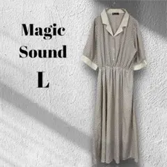 Magic Sound　オープンカラーレトロワンピースL　七分丈　半袖M3473