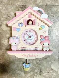 サンリオ マイメロディ 家型掛け時計 振り子時計 マイメロディ - マイメロディ 壁がけ時計 振り子時計 激レアの