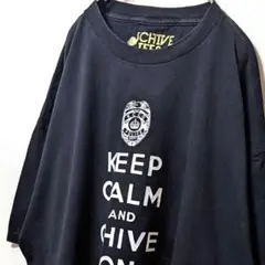 チャイブティーズ KCCOポリス デカロゴ Tシャツ ブラック黒 2XL古着