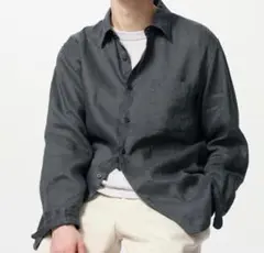 UNIQLO プレミアムリネンシャツ ダークグレー