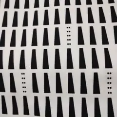 幾何学模様の生地 はぎれ　白地に黒柄　110✕約1m オックスフォード？