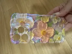 花柄透明シリコンフリップケース