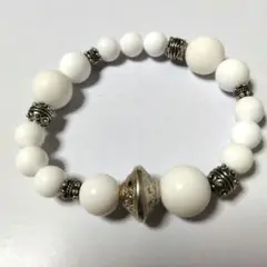 ホワイトオニキス×ロンデル 天然石ブレスレット